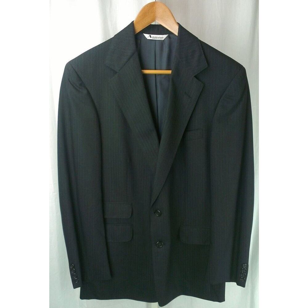 AQUASCUTUM of London Regent 100 Charcoal Grey Blue Srp 2-Btn Blazer 40R Slim Fit